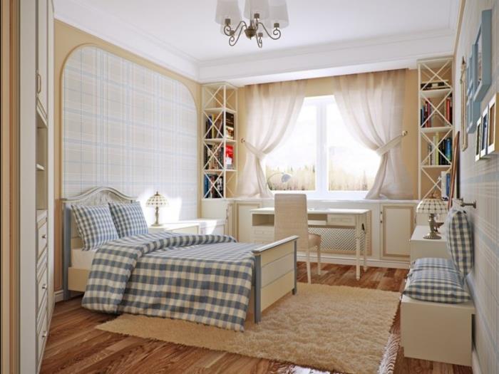 çocuk dekoru için hangi yatak odası mobilyalarını seçmeli, açık renkli ahşap mobilyalarla bej oda düzeni