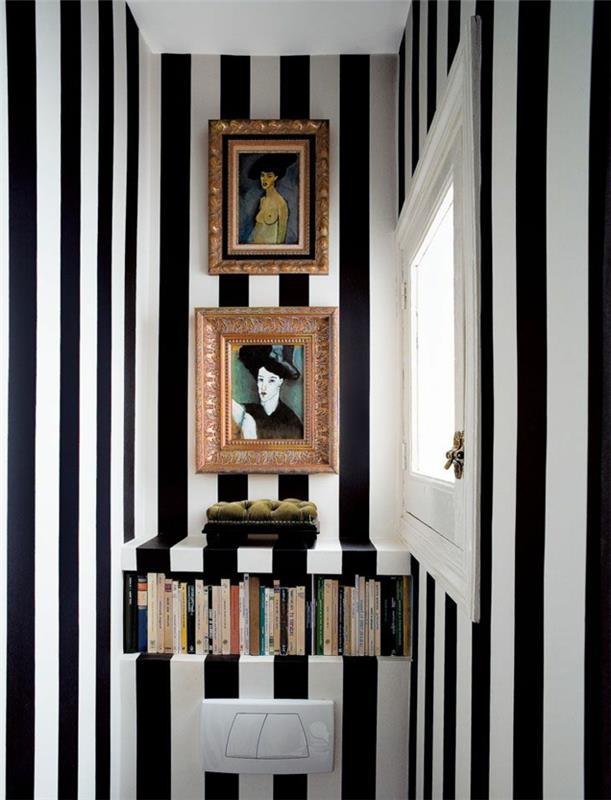 duvar kağıdı-tasarım-oturma odası-duvar çıkartması-beyaz-siyah-çizgili