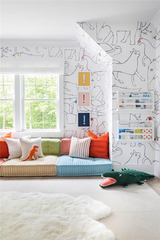 bir çocuk tarafından çizilmiş boyalı kağıt desen hayvanlar aydınlık oda çocuk mobilyaları ikea oyun odası çocuk eğlencesi