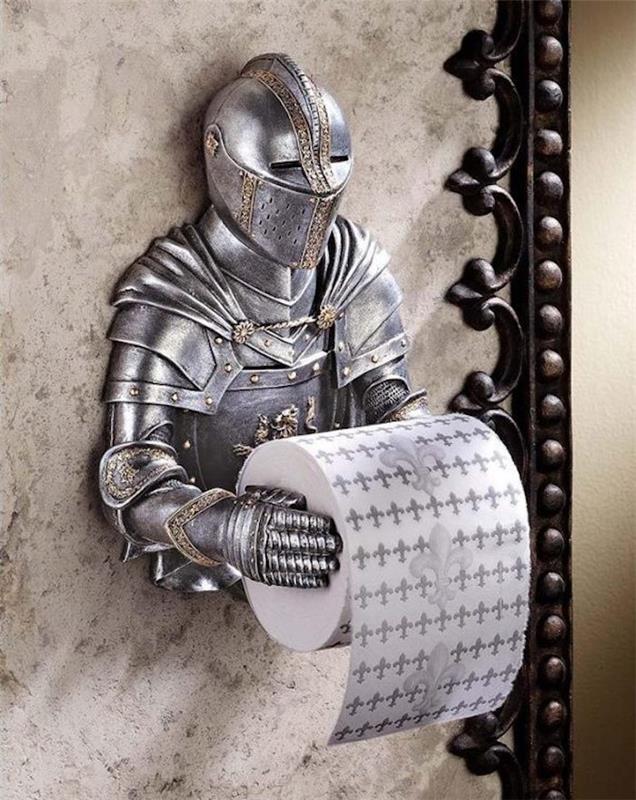 Tuvalet kağıdı tutmak için metal şövalye banyo modeli, en güzel duvar dekorasyonu