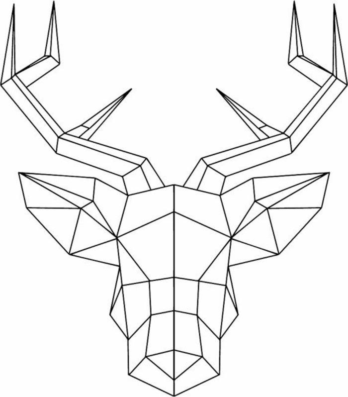Cetvel geometrik şekil çizim sevimli geyik resim çizimi
