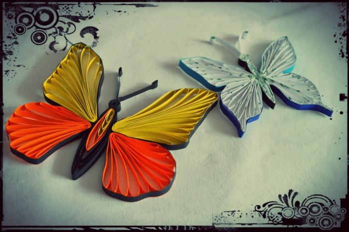 renkli kağıt kelebekler, orijinal kağıt katlama ve evde yaratılacak sanat