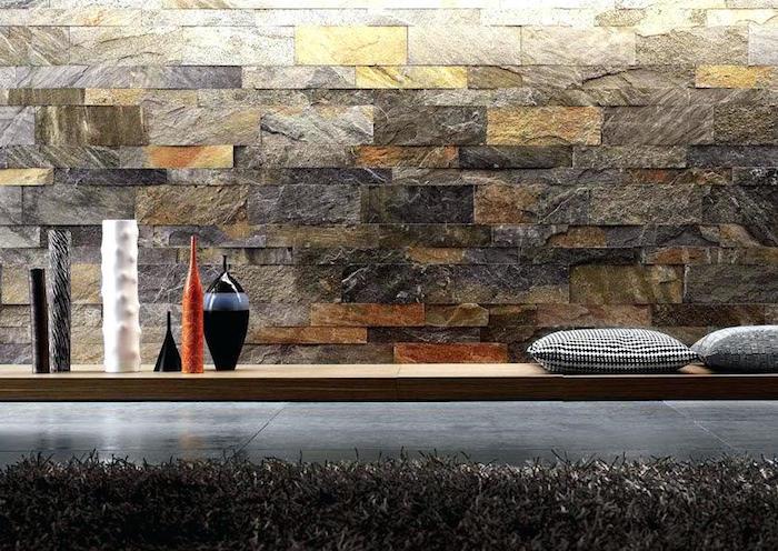 akmens ir vario bei aukso apdailos plokštės modelis, skirtas vidaus apdailai imituoti akmens sieną