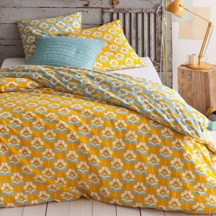 kompleti posteljnine za rumeno-cvetlično posteljnino
