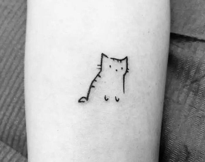 tetovirana mačka tetovaža popek mucek tanka preprosta ideja tetovaža diskretna ženska