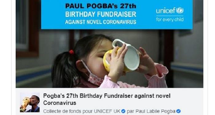 Med športnimi zvezdniki Paul Pogba ob svojem rojstnem dnevu ustanavlja dobrodelni sklad na Facebooku
