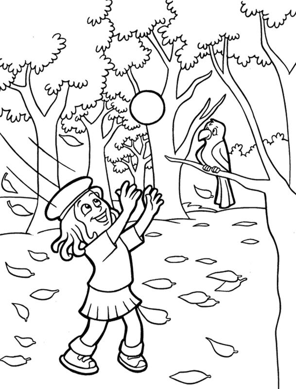 kraštovaizdis gamta miško gyvūnai medžiai džiovinti lapai ruduo piešimo spalvinimo puslapis spausdinamas piešimo vaikų žaidimai