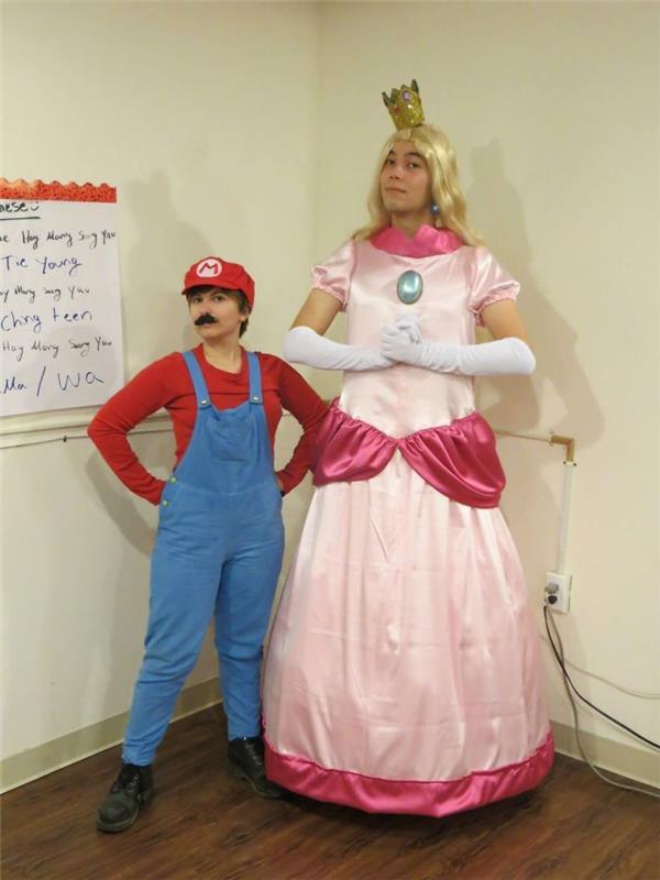 „Super Mario“ ir „Princess Peach“ Helovino kostiumas moterims originalius, juokingus kostiumus keičiančius vaidmenis