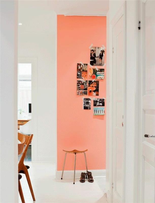 barva-soba-v-dveh barvah-bela-tla-kuhinjsko pohištvo-roza-stena-bela-stena