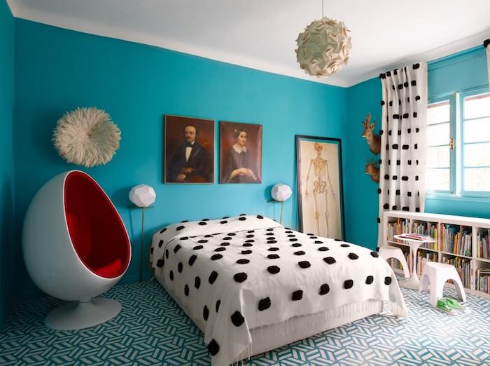modern dekor özgün tasarım için turkuaz mavi kız yatak odası boya