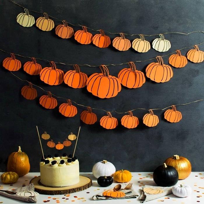tamsiai anglis pilka sienų dažai vakarėlio stalo dekoravimas mažas moliūgų aukso dažai Halloween dekoro spausdinti