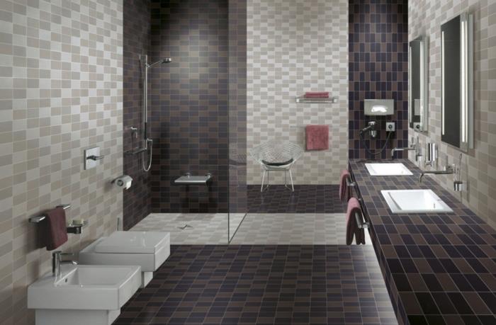 dažai vonios kambariui-originali idėja-tualetas-dušas-dviguba kriauklė-su plytelėmis
