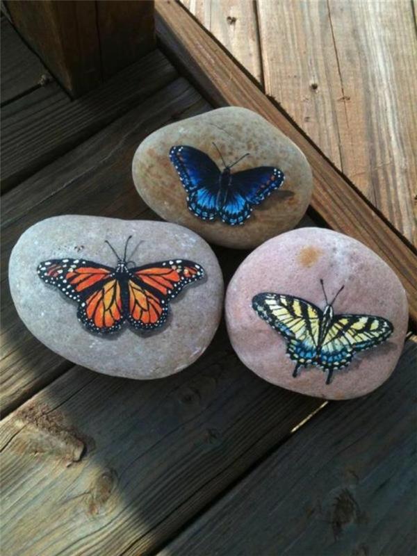 tapyba akmenukais, spalvingi drugeliai 3 d efektas