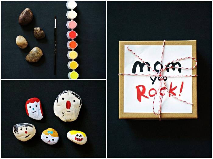 sukurti akmenukų šeimos narių portretus Motinos dienai, Motinos dienos užsiėmimams mažiems vaikams
