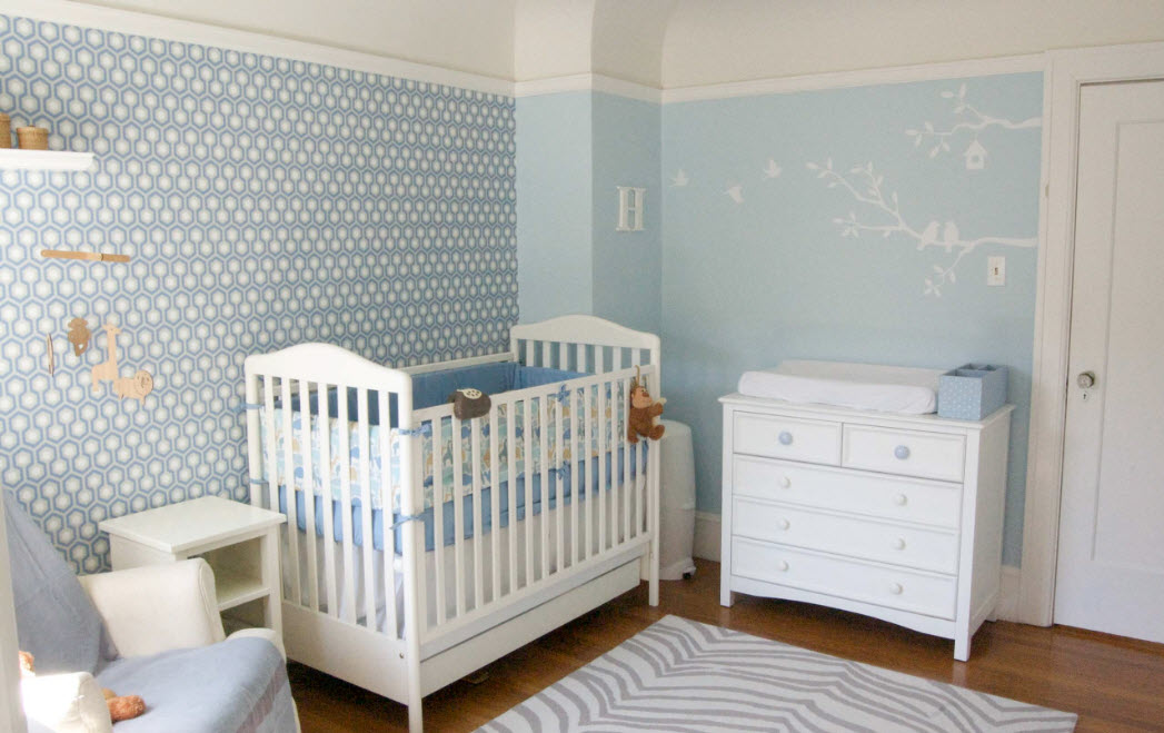 Diseño en colores azul y blanco