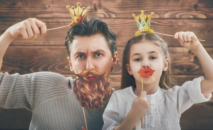 Oče in njegova hči kostum za noč čarovnic, izvirni otroški kostum, kartonske krone