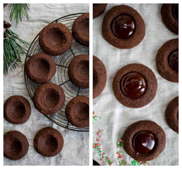 kako narediti božične piškote iz peciva, ideja za piškote s čokoladnim središčem, recept za božične piškote z dvojno čokolado