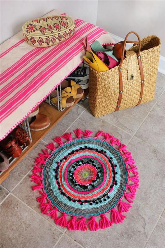 mažas apvalus-margas kilimas-originalus-įėjimo kilimas