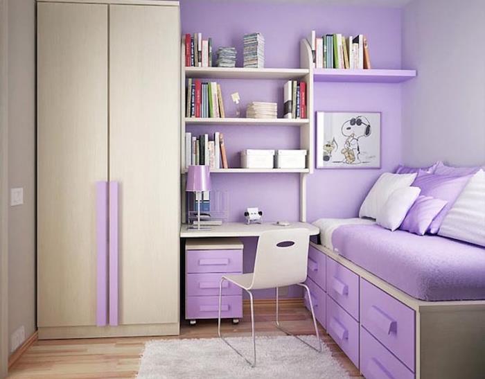 yatak odası ile kız yatak odası lavanta mor renk için renk fikirleri