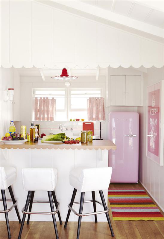 Dünyanın en güzel mutfağı rustik toz pembe dekor beyaz ve pembe yatak odası pembe buzdolabı mutfak