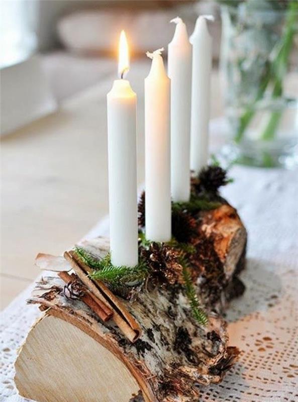 majhne luknjice-v-božičnem-okrasju-hlod-za-zelo-estetsko-a-dekoracijo-predlog-za-božično mizo