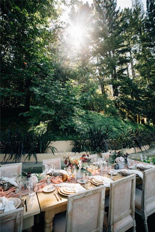 Ideja za poročni poročni meni Pinterest elegantna poročna dekoracija miza osrednja dolga miza urejena