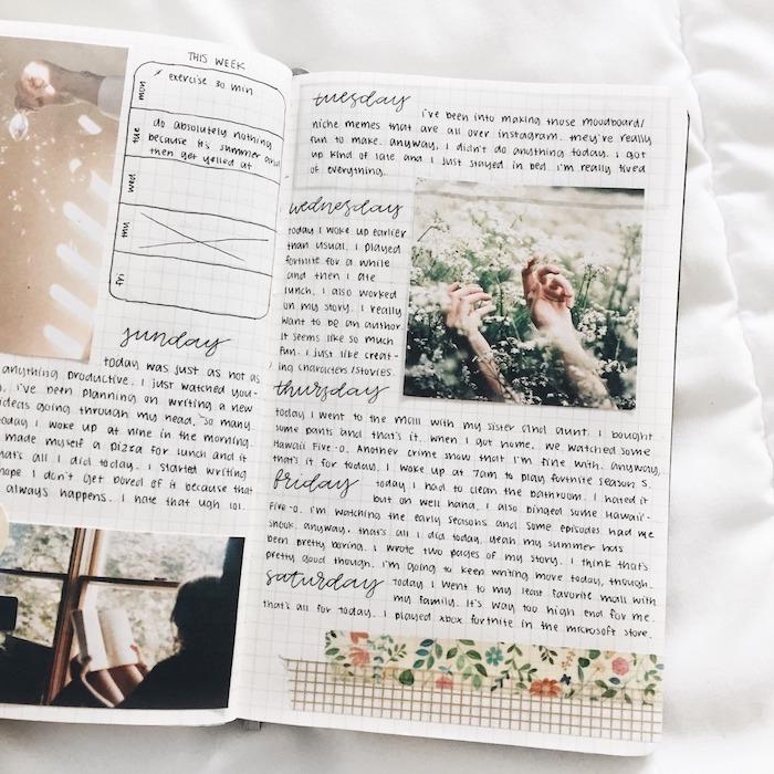 günlük meslekler ve görevler, tumblr tarzı fotoğraflar ve dekoratif washi bant ile haftalık planlayıcı