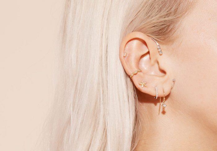 prebadanje ušes, ženski nakit, majhni uhani, občutljiv piercing za ženske