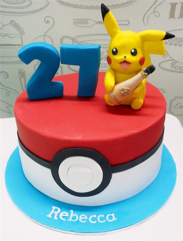 pokemon tema rojstni dan, rojstnodnevno presenečenje, srčkan pikachu, rumena figurica iz marcipana