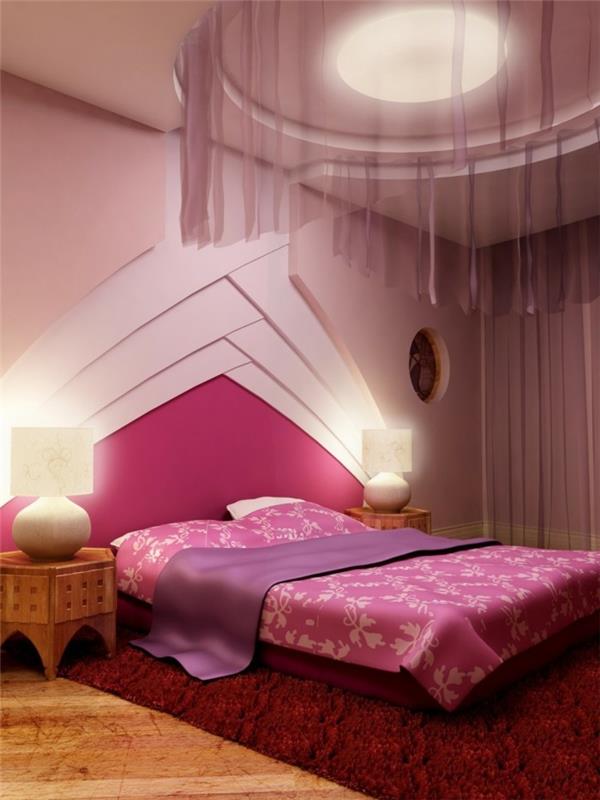 lubų dizainas-rožinė ir purpurinė-romantiška-meilės-lizdas