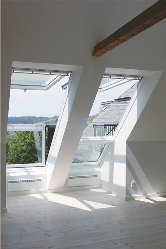 çatı pencereli eğimli-tavan-velux-ışık-parke