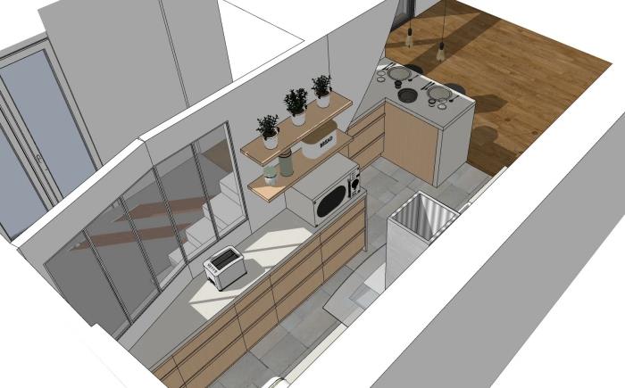 ada ile uzunlamasına iç tasarım planı iç tasarım mimar mutfak düzeni