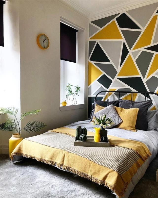 leseni pladenj kaktus vaza cvetje ideja slika odrasla spalnica zelene rastline palme oranžna ura dekoracija sten s sliko