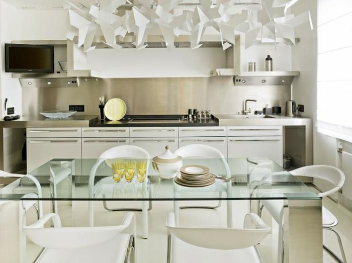 Pravokotna steklena namizna miza za kuhinjo-kuhinjsko pohištvo