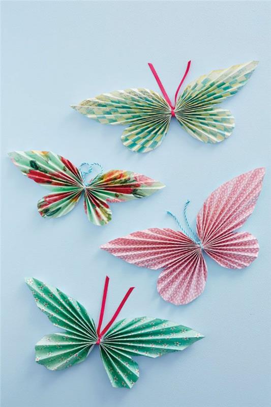 kolay-katlanır-origami-şekli-renkli-kelebek-oldukça-katlanır-origami-kırmızı-yeşil