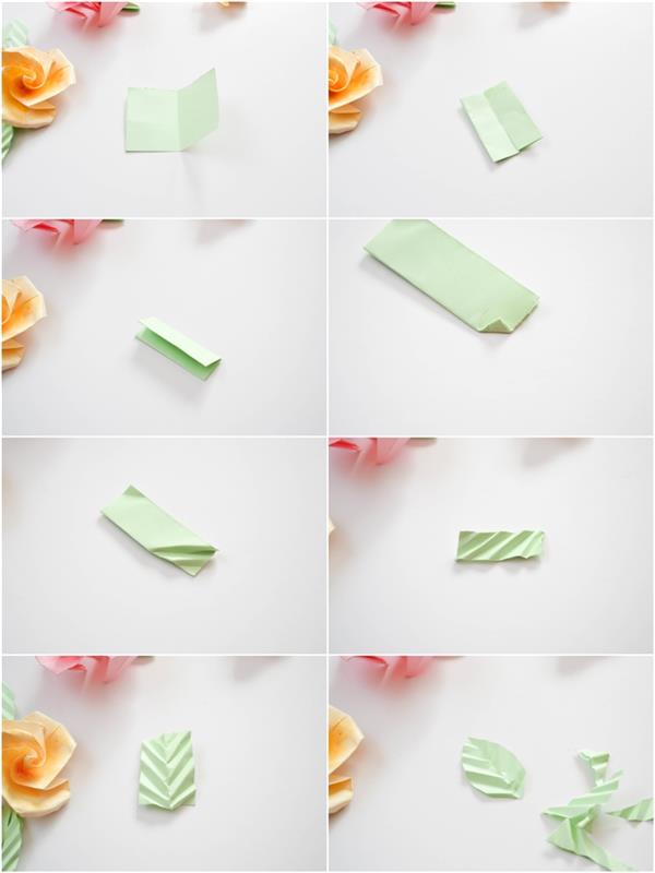 lengva origami pamoka, kaip padaryti sulankstytą popieriaus lapą, kuris pagerins jūsų origami rožės grožį