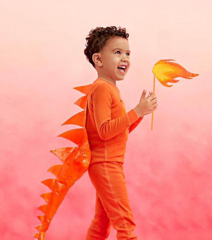 Dinozor ve ateş, turuncu çocuk kostümü, çocuk kostümü, Disney kostüm fikri kıyafeti