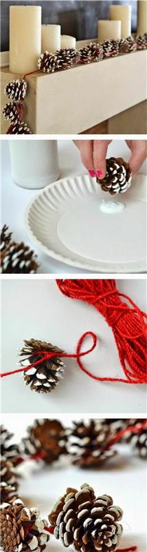 çam kozalakları-bir-koni-çelenk-noel-için-yap