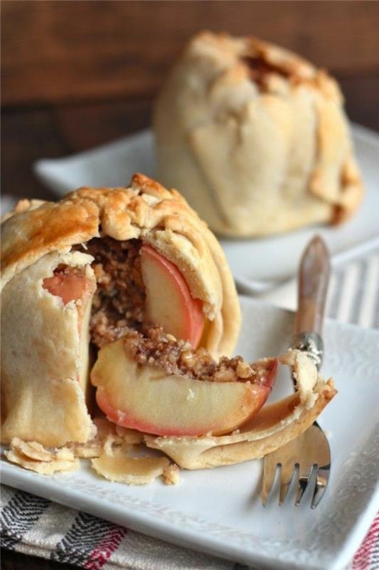 nadev iz pečenih jabolk v pašteti z orehi in začimbami