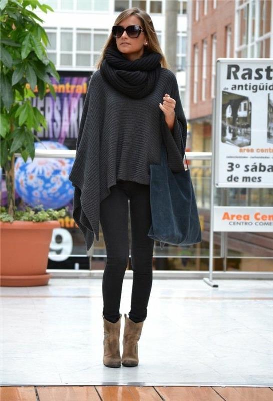 ženska-eleganca-cape-poncho-v-črno-modro-žametni-torbici