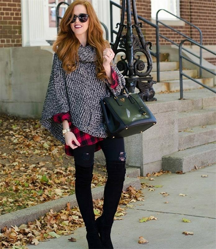 poncho-cape-superb-vision-za-jesen-strgane-hlače-torbica-zelena