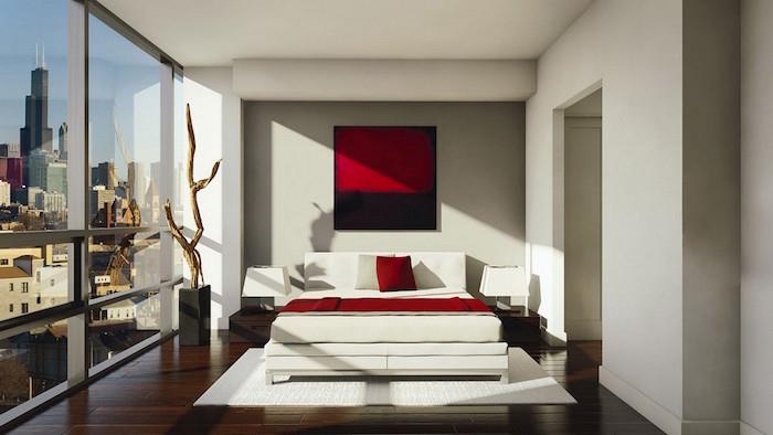 šiuolaikiškas ir dizaino suaugusiųjų miegamojo apdaila. minimalistinio dekoro idėja prabangiam miegamajam