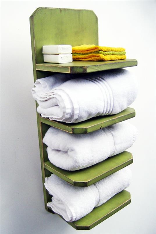 vonios kambarys-rankšluosčių laikiklis-nudažytas-žalia-mediena