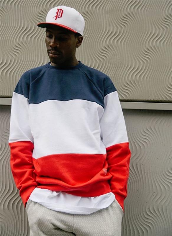 blagovna znamka streetwear streetwear pulover modra bela rdeča