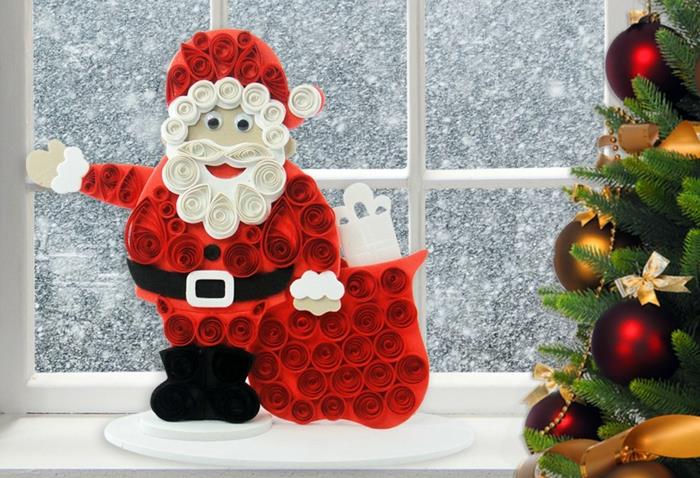 Noel Baba modelini quilling, DIY Noel dekorasyonu, Noel ağacı, yaratıcı hobiler