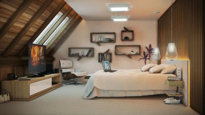 cena-podstrešje-spalnica-pod pobočjem-leseno-stena-pod pobočjem