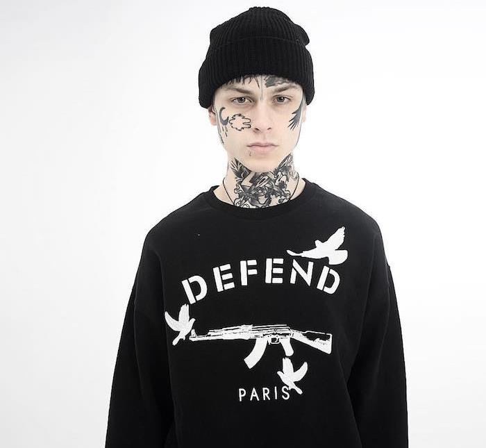 Denfd paris črna sop majica kalash francoske blagovne znamke streetwear
