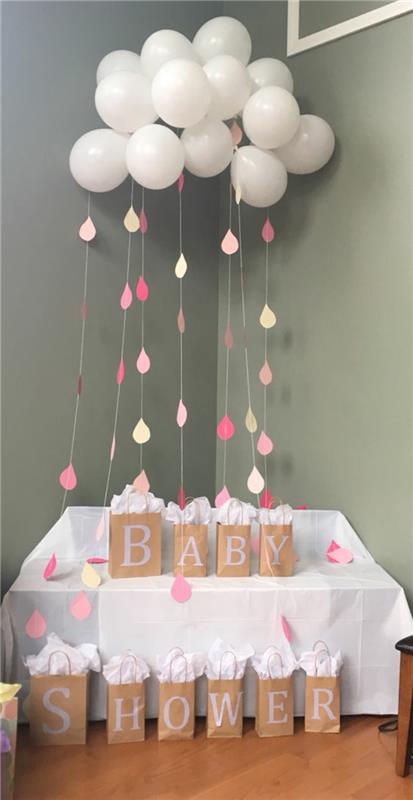 pasidarykite balionų debesį, kūrybingą ir originalią „pasidaryk pats“ kūdikio dušo dekoraciją