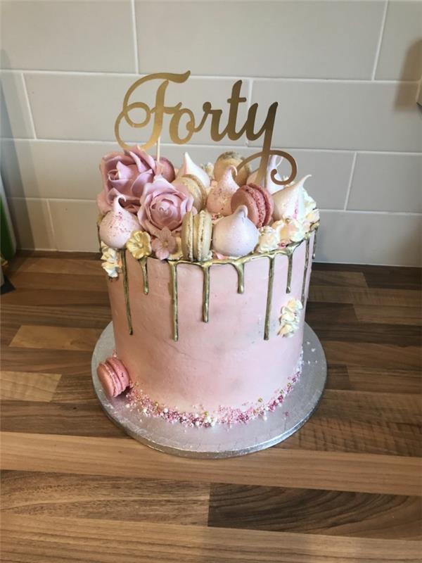 Basit kolay doğum günü pastası dekorasyonu, 40 yaşındaki kadın için doğum günü pastası fikri