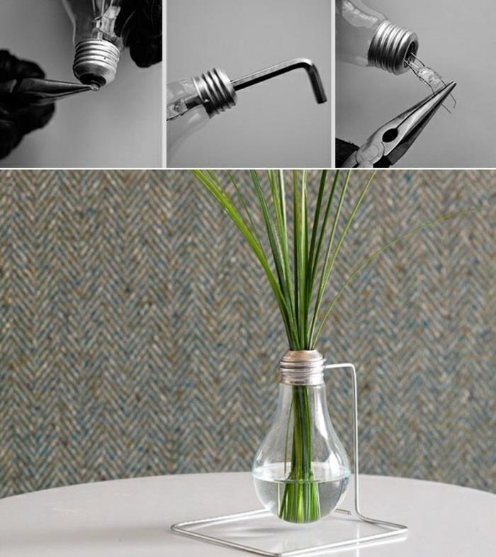 yaratıcı etkinlik, örnek orijinal vazo nasıl yapılır, cam ampul ile kendin yap vazo modeli